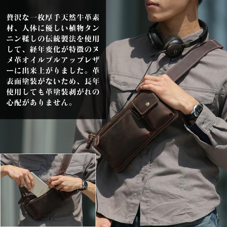 TIDING シンプル 本革 ウエストバッグ ヒップバッグ 2WAY ボディバッグ