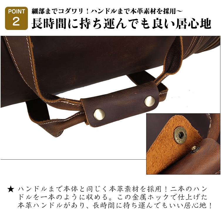 TIDING 丸型 ボストンバッグ 本革 トラベルバッグ メンズ 厚手牛革