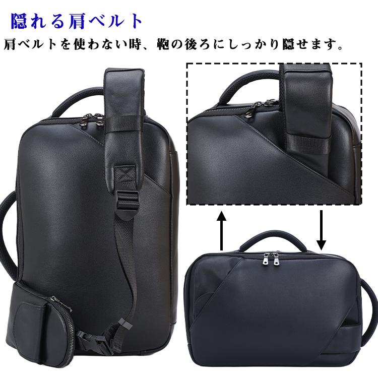 TIDING 本革 メンズ ビジネス ボディバッグ ブリーフケース 撥水 通勤