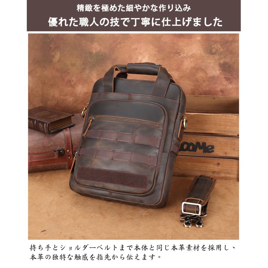 TIDING 耐久性抜群の厚手牛革 2WAY タクティカルショルダーバッグ