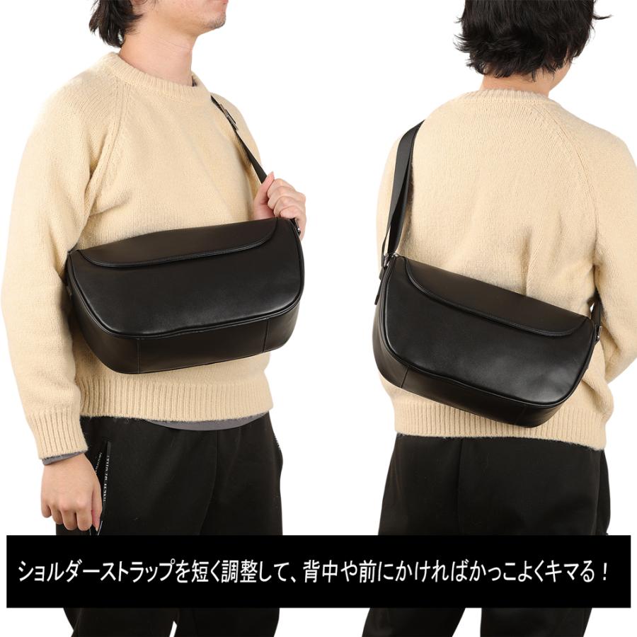 TIDING本革 アーチ型 ショルダーバッグ メンズ 斜めがけ