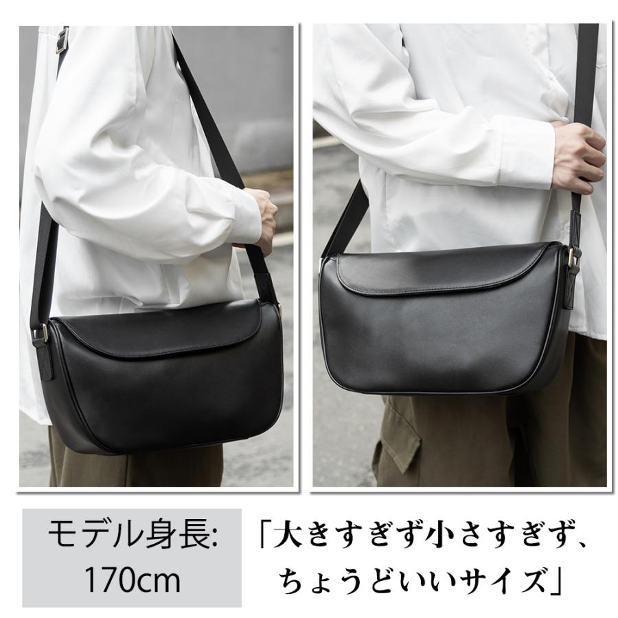TIDING本革 アーチ型 ショルダーバッグ メンズ 斜めがけ