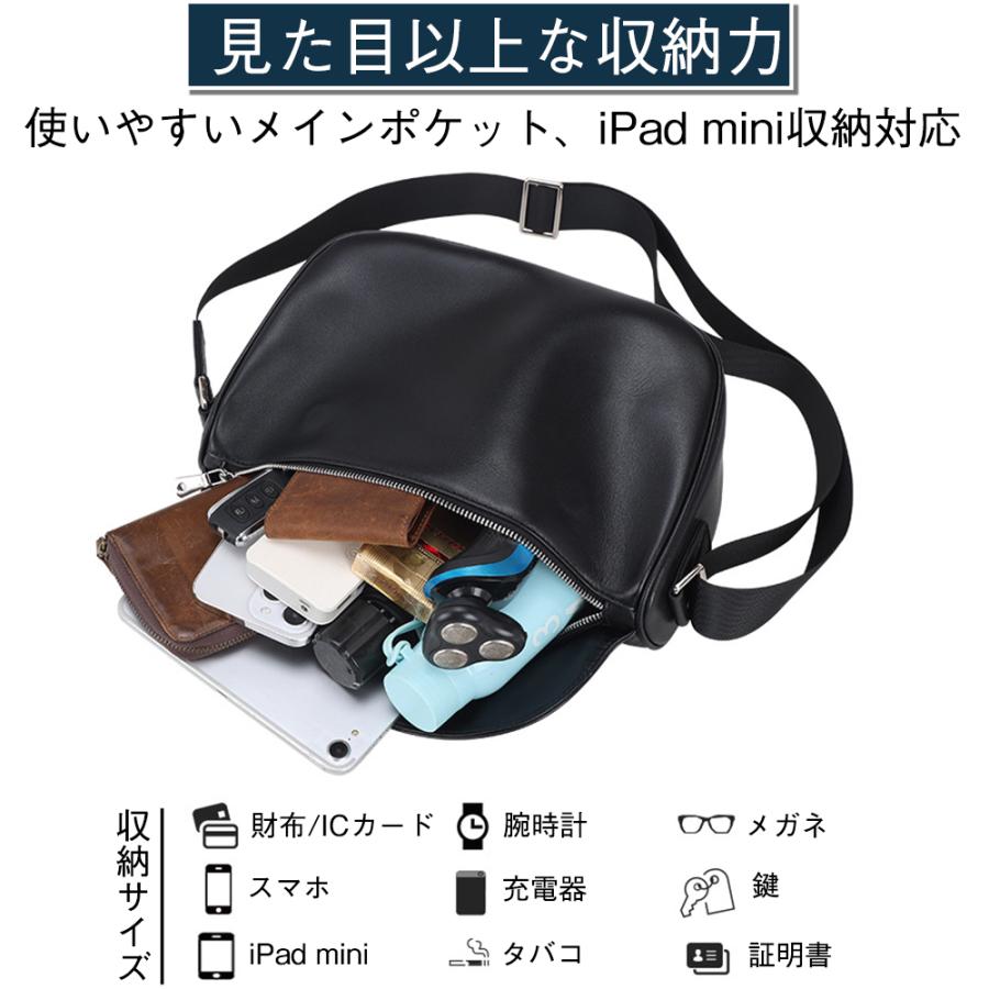 TIDING本革 アーチ型 ショルダーバッグ メンズ 斜めがけ