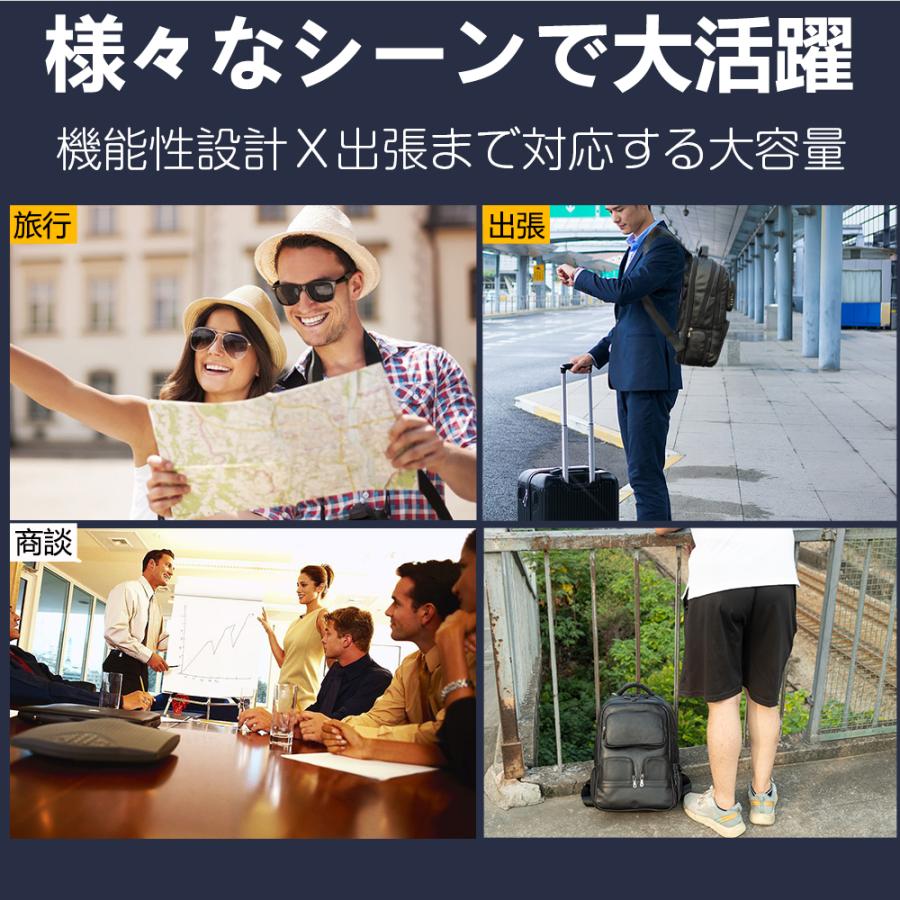 TIDING 超大容量 二層 リュックサック メンズ 本革 バックパック 17PC B4対応 キャリーオンバッグ トラベルバッグ 仔牛革 撥水 ブラック｜tidingleather｜13