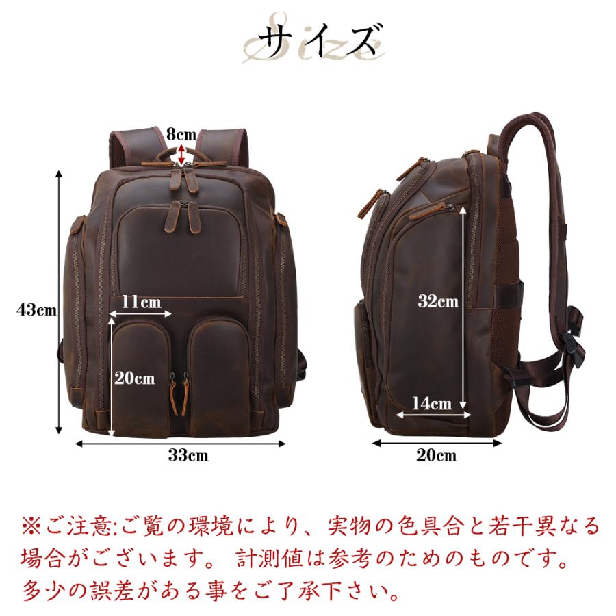 TIDING カメラリュック 本革 リュックサック メンズ バックパック 25L