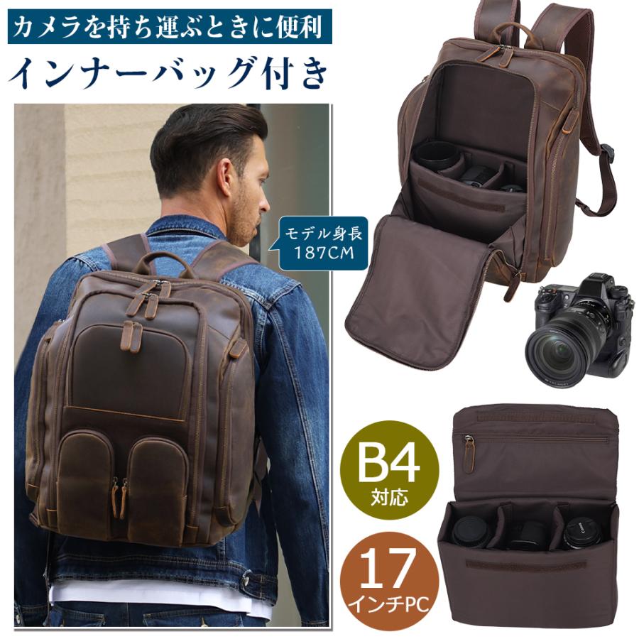 TIDING / リュック/キャメル TIDING カメラリュック 本革 リュックサック メンズ バックパック 25L