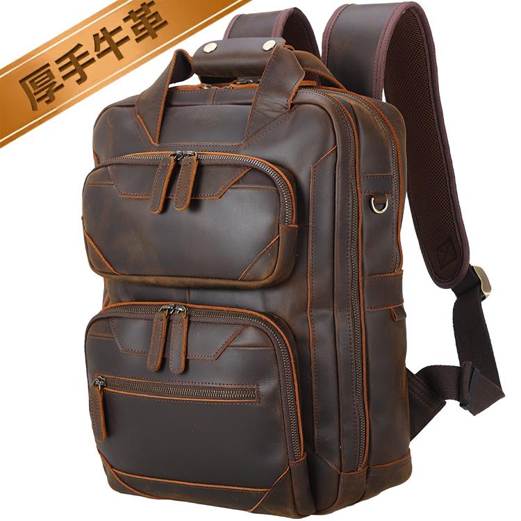 TIDING サイボー風線条 リュック 本革 茶系 バックパック リュック