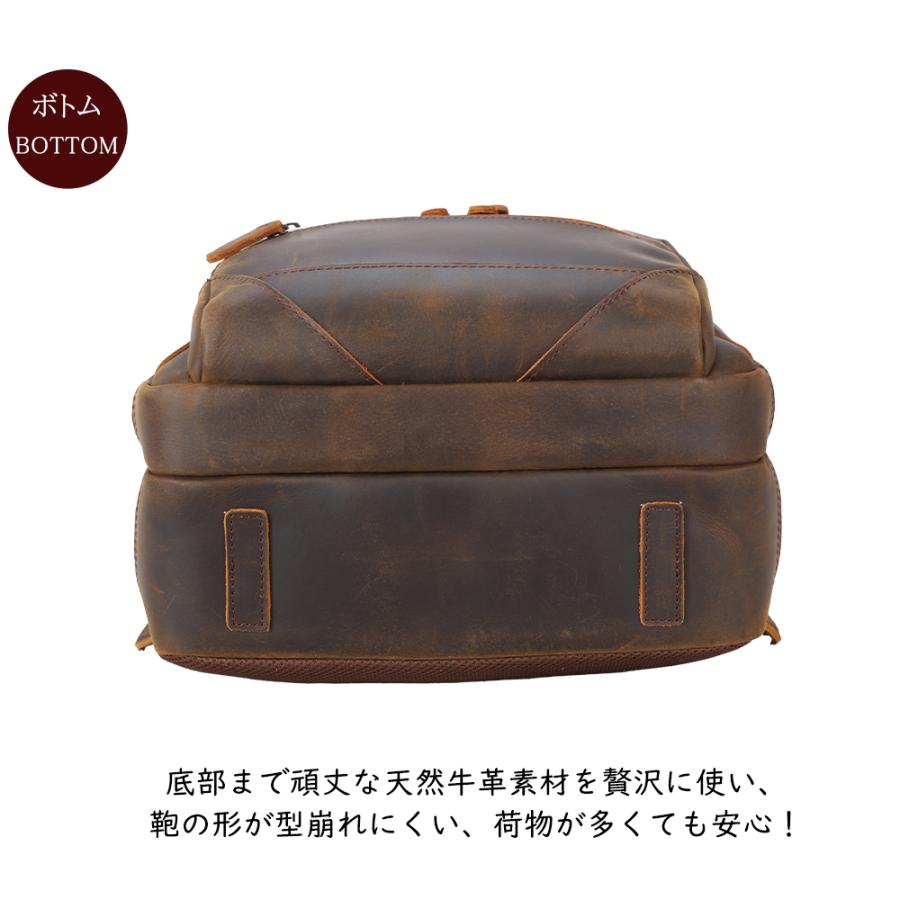 TIDING 本革 サイボーグ風 ビジネスリュック メンズ 15L A4/15インチPC