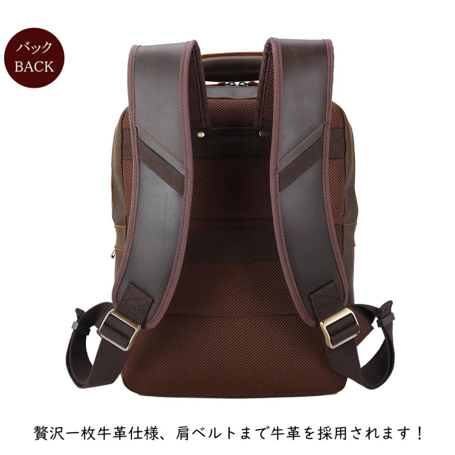 TIDING 本革 サイボーグ風 ビジネスリュック メンズ 15L A4/15インチPC