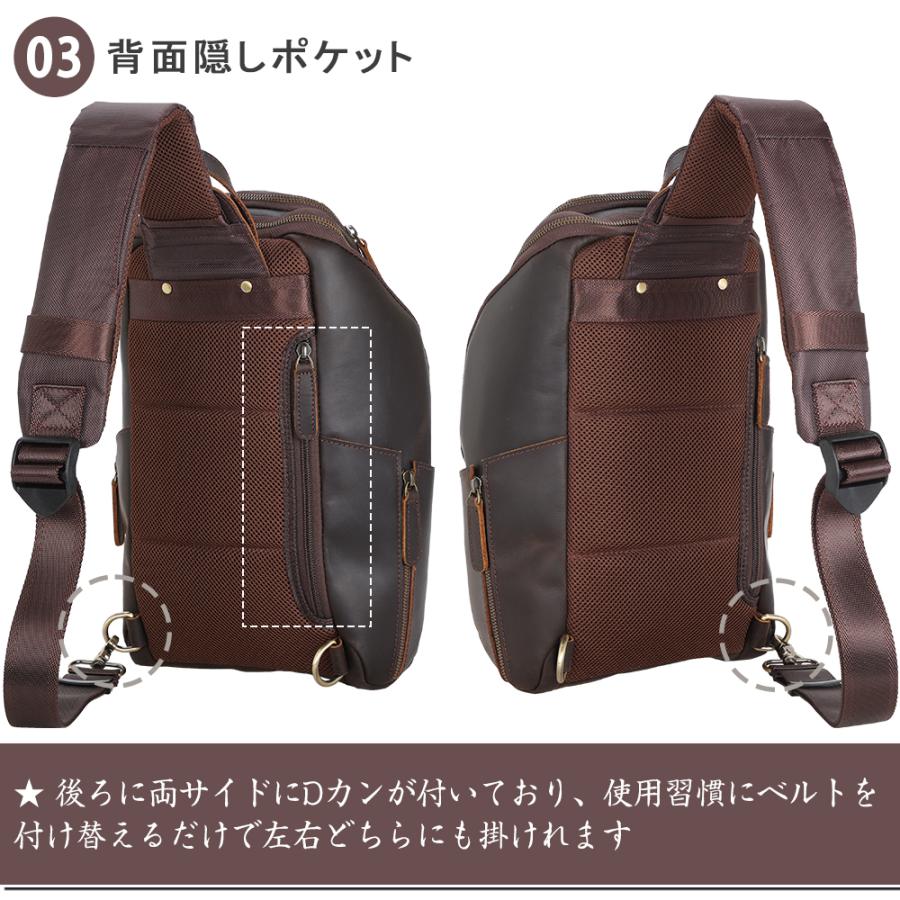 TIDING ボディバッグ 本革 ビンテージ風 メンズ ワンショルダーバッグ 