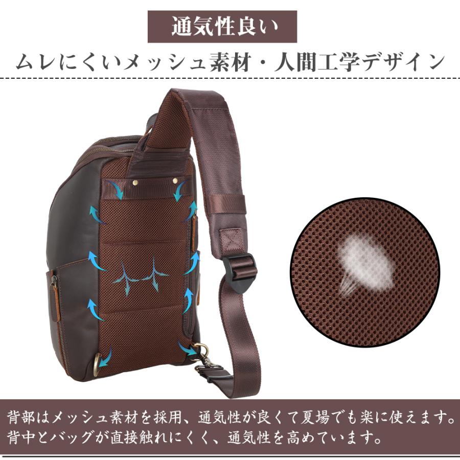 TIDING ボディバッグ 本革 ビンテージ風 メンズ ワンショルダーバッグ 
