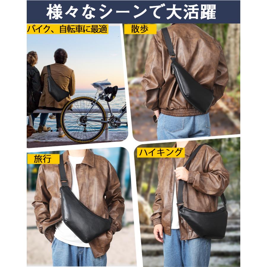 TIDING 三日月型 ボディバッグ メンズ 本革 マチ拡張可 ワン TIDING 三日月型 ボディバッグ メンズ 本革 マチ拡張可 ワン