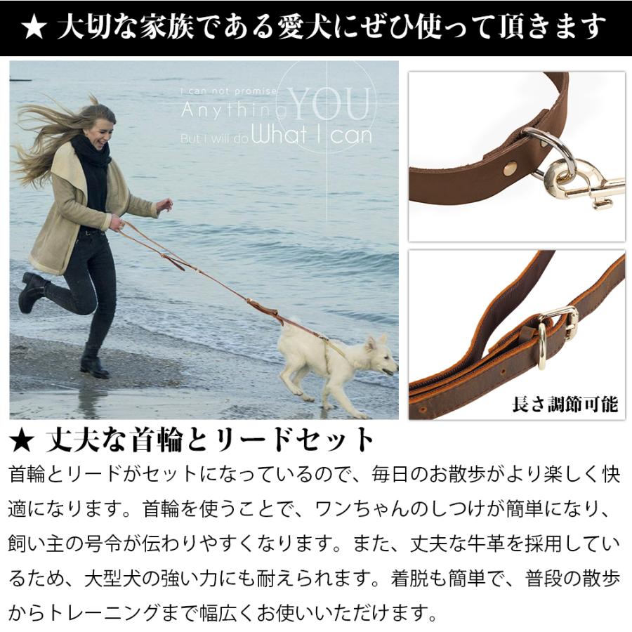 TIDING 手に優しい 本革 厚手牛革 犬リード単品 ハンドル付き 大型犬