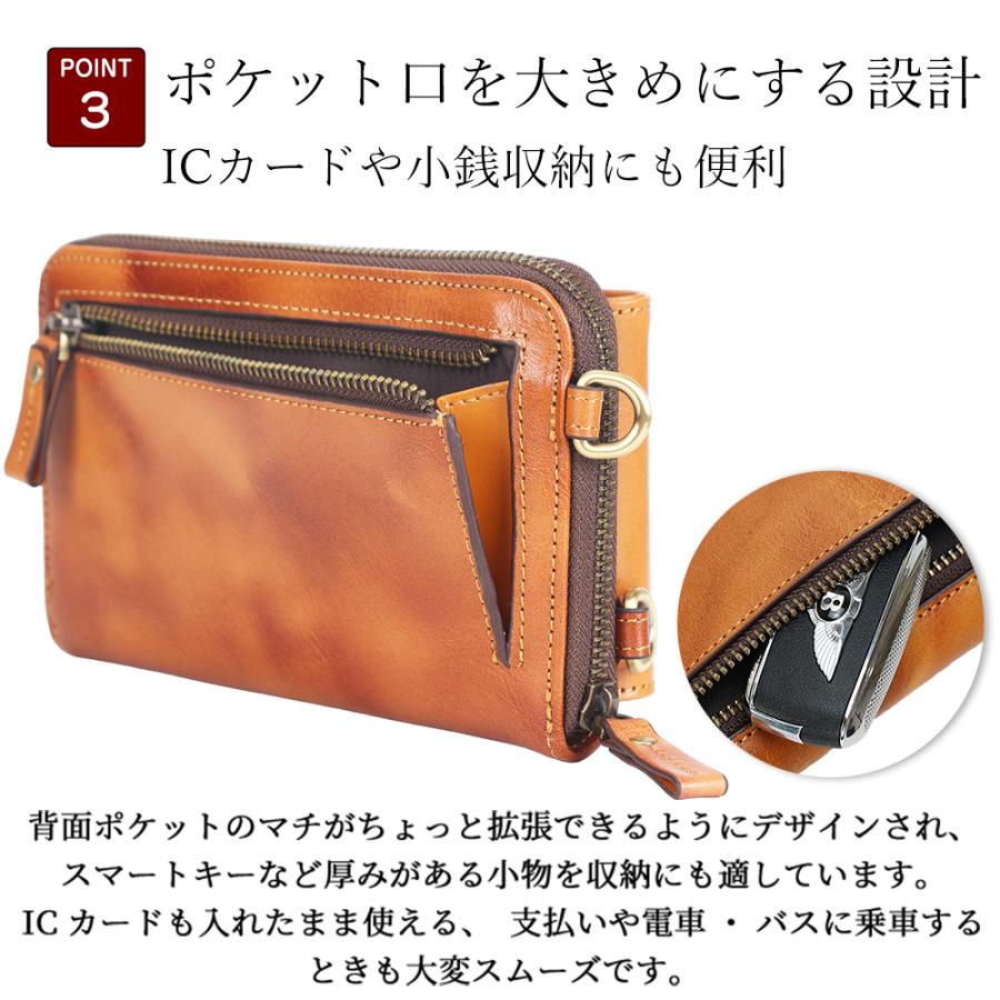 TIDING スマホポーチ ショルダーバッグ 本革 メンズ ミニショルダー