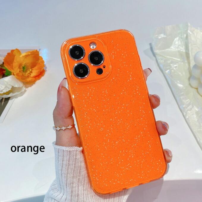 iPhone15 16 17対応 オレンジ ラメ スマホケース iPhone17 ケース iPhone16e iPhone16 スマホケース iPhone15 iPhone SE