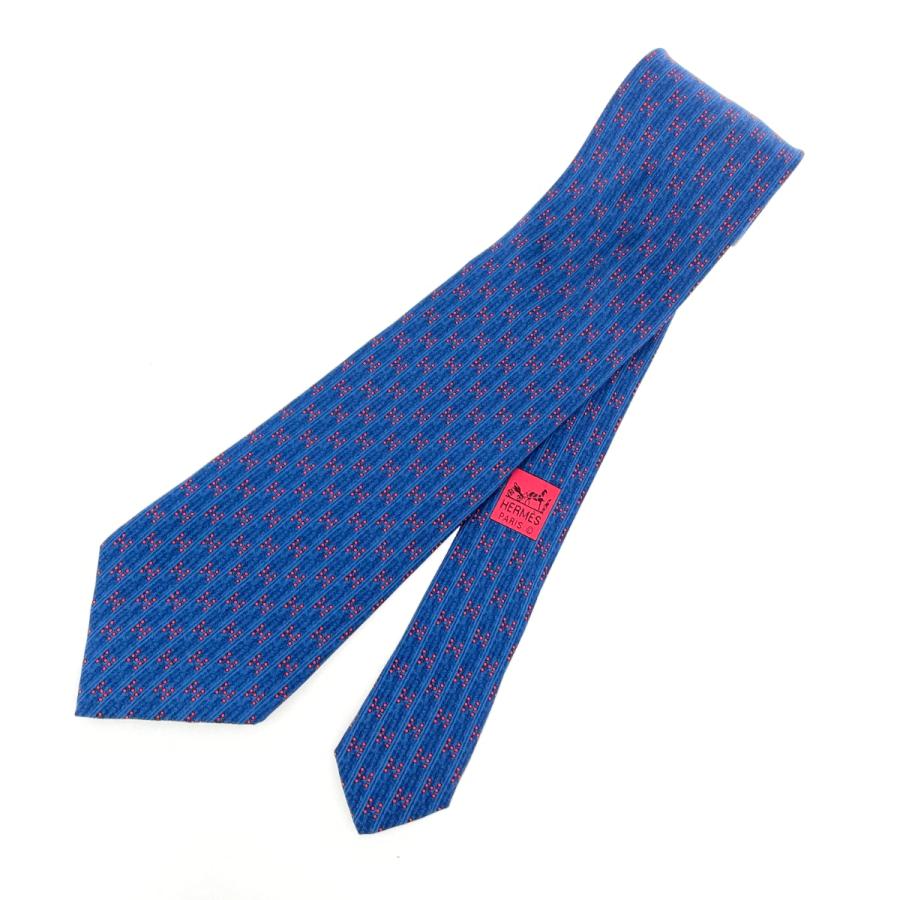 HERMES エルメス ネクタイ 5075 PA ブルー シルク100％ H柄 メンズ