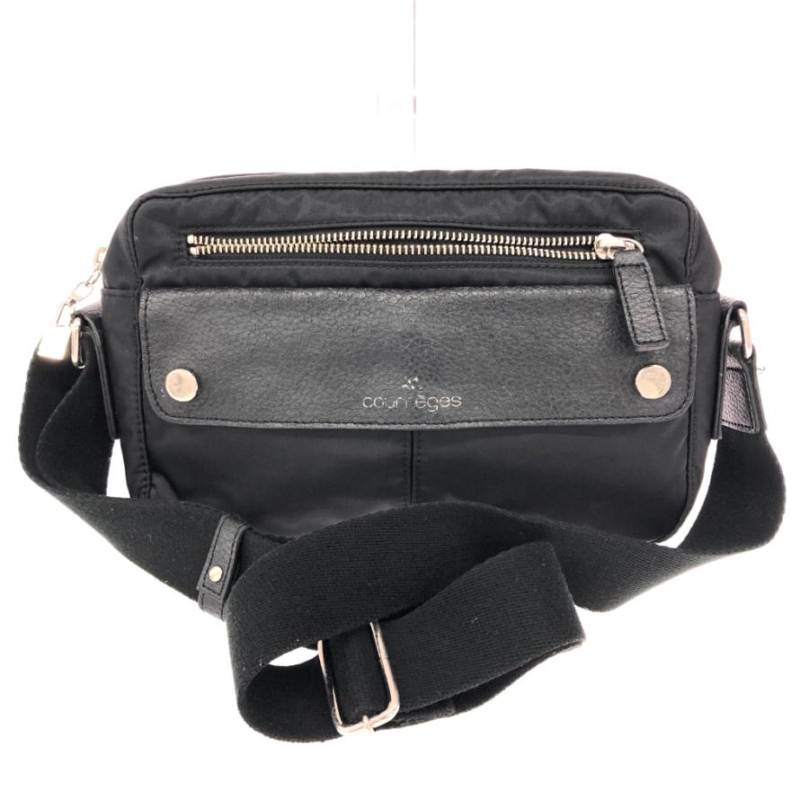Courreges クレージュ ショルダーバッグ ロゴ/ナイロン×レザー