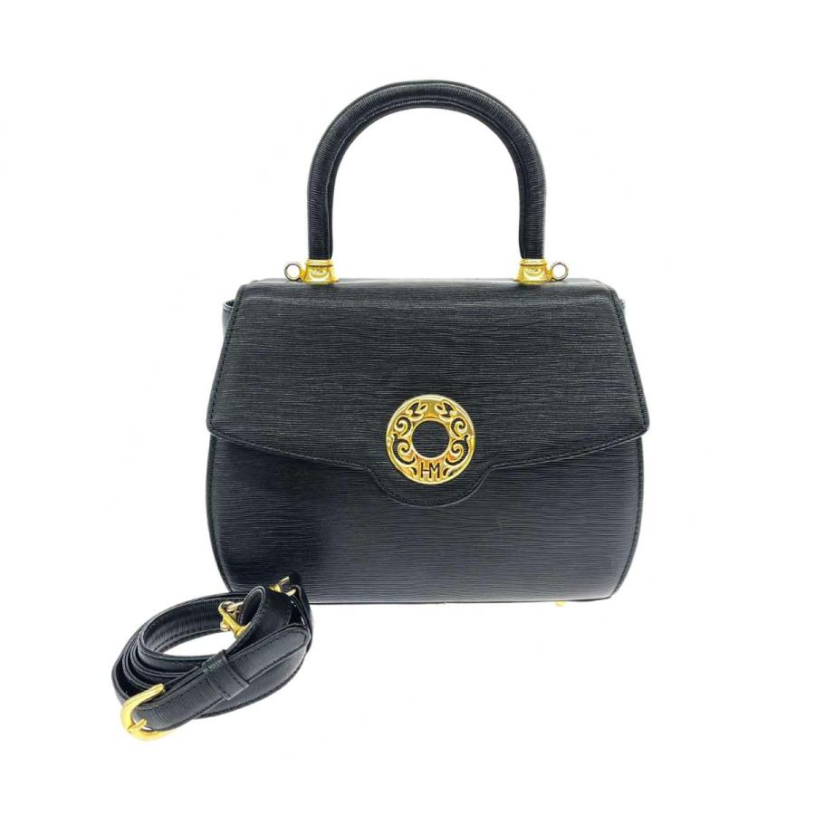 HANAE MORI ハナエモリ 2WAYハンドバッグ サークル金具/HMロゴ/レザー