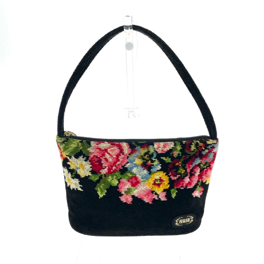 FEILER フェイラー サイドポーチ ローズ シェニール織 ブラック