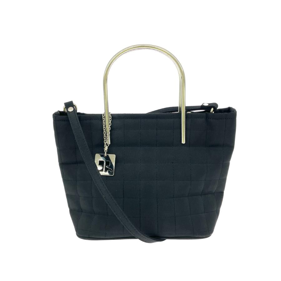Courreges クレージュ 2WAYハンドバッグ  メタルハンドル ロゴチャーム キルティング ナイロン    ブラック レディース / 240001189454 Courreges クレージュ 2WAYハンドバッグ メタルハンドル ロゴチャーム