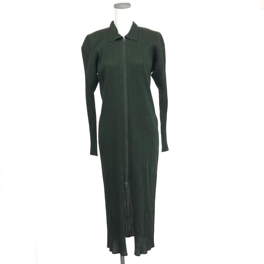 PLEATS PLEASE プリーツプリーズ ジップアップ長袖ワンピース サイズ:3