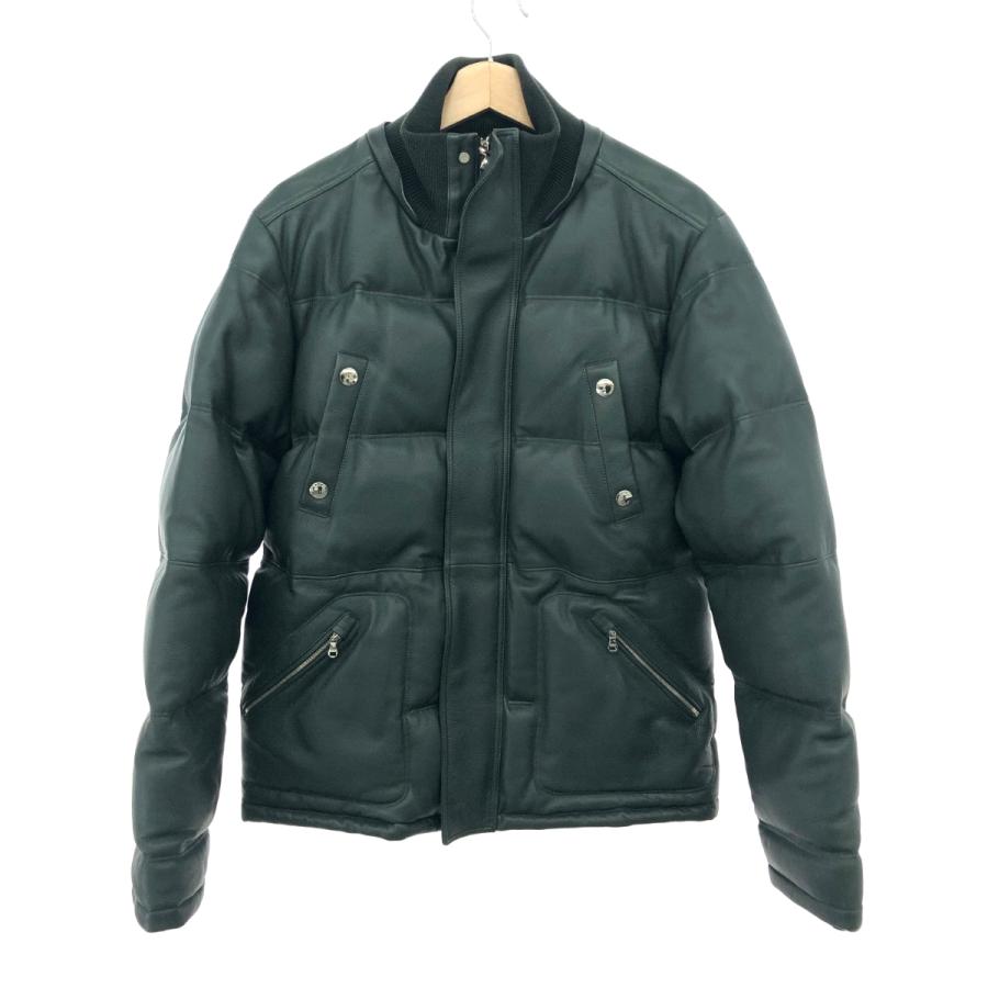 LOEWE ロエベ レザーダウンジャケット サイズ:46 牛革 グリーン メンズ