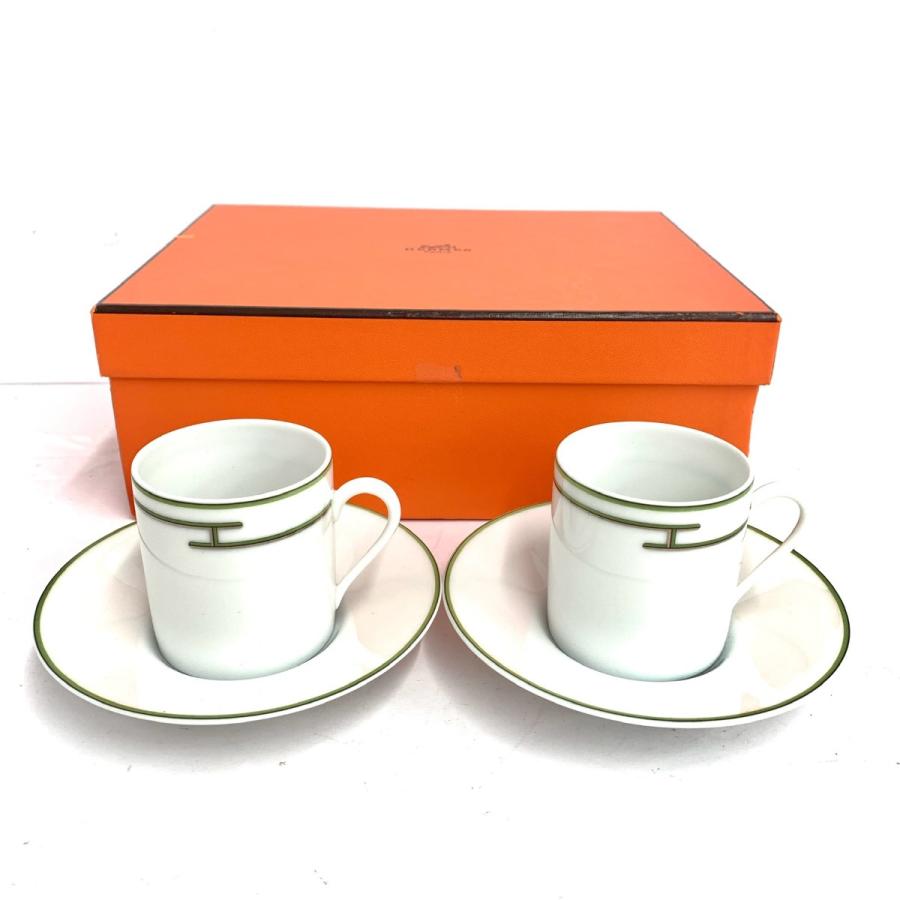 HERMES エルメス コーヒーカップ&ソーサー 2客セット 箱付 新品 HERMES エルメス コーヒーカップ&ソーサー 2客セット 箱付 新品