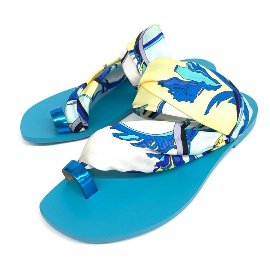 EMILIO PUCCI エミリオプッチ サンダル 新品同様 37 ブルー レディース 