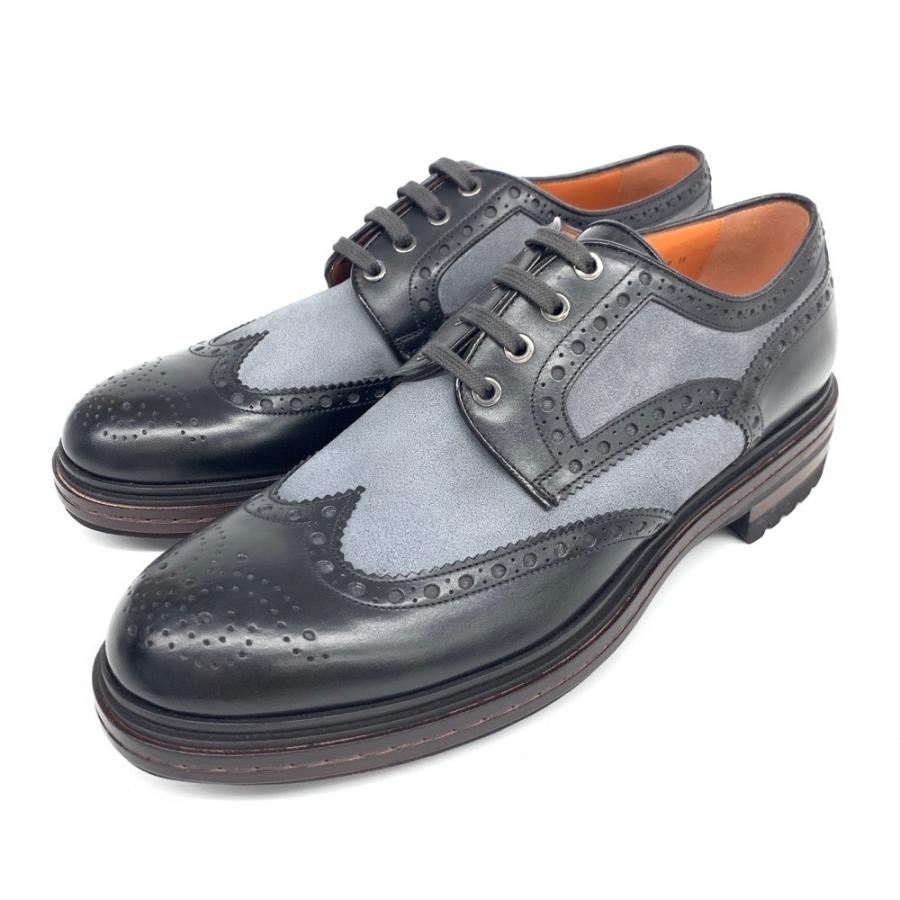 SANTONI サントーニ シューズ 未使用品 11 ブラック ウィングチップ 