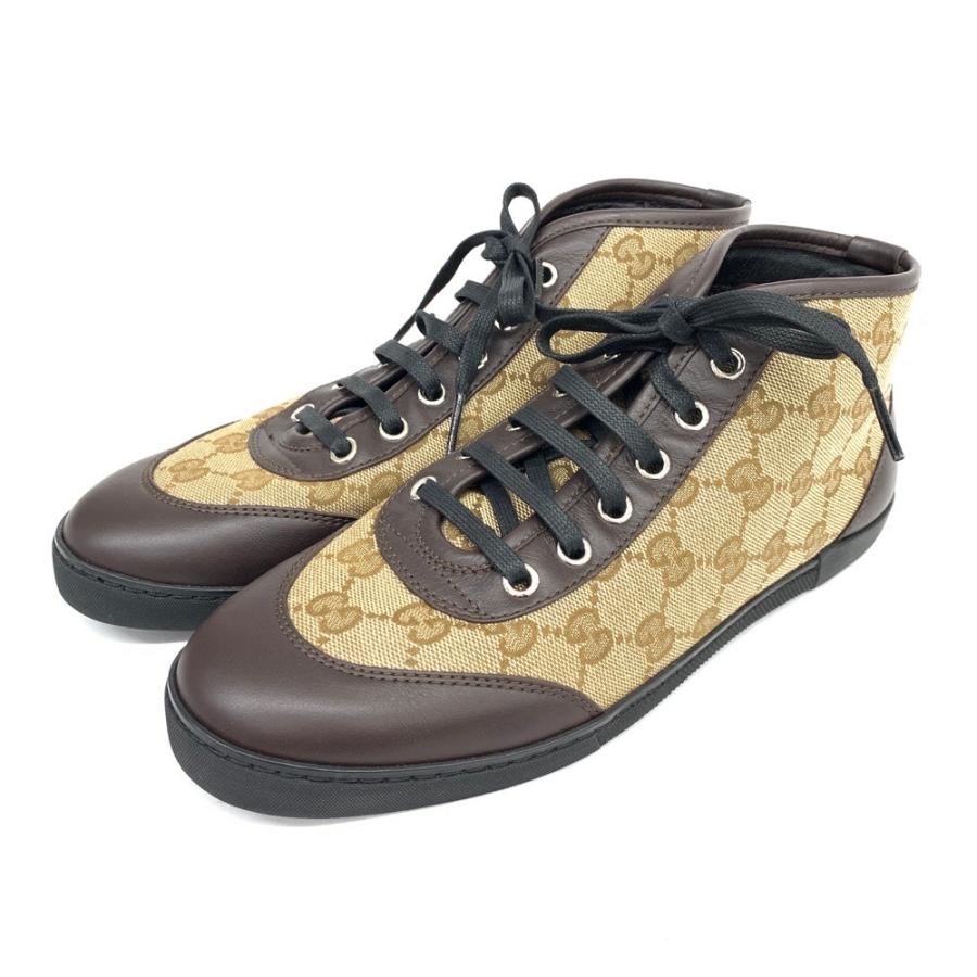 GUCCI グッチ スニーカー 美品 37 390968 ブラウン/ベージュ レザー 