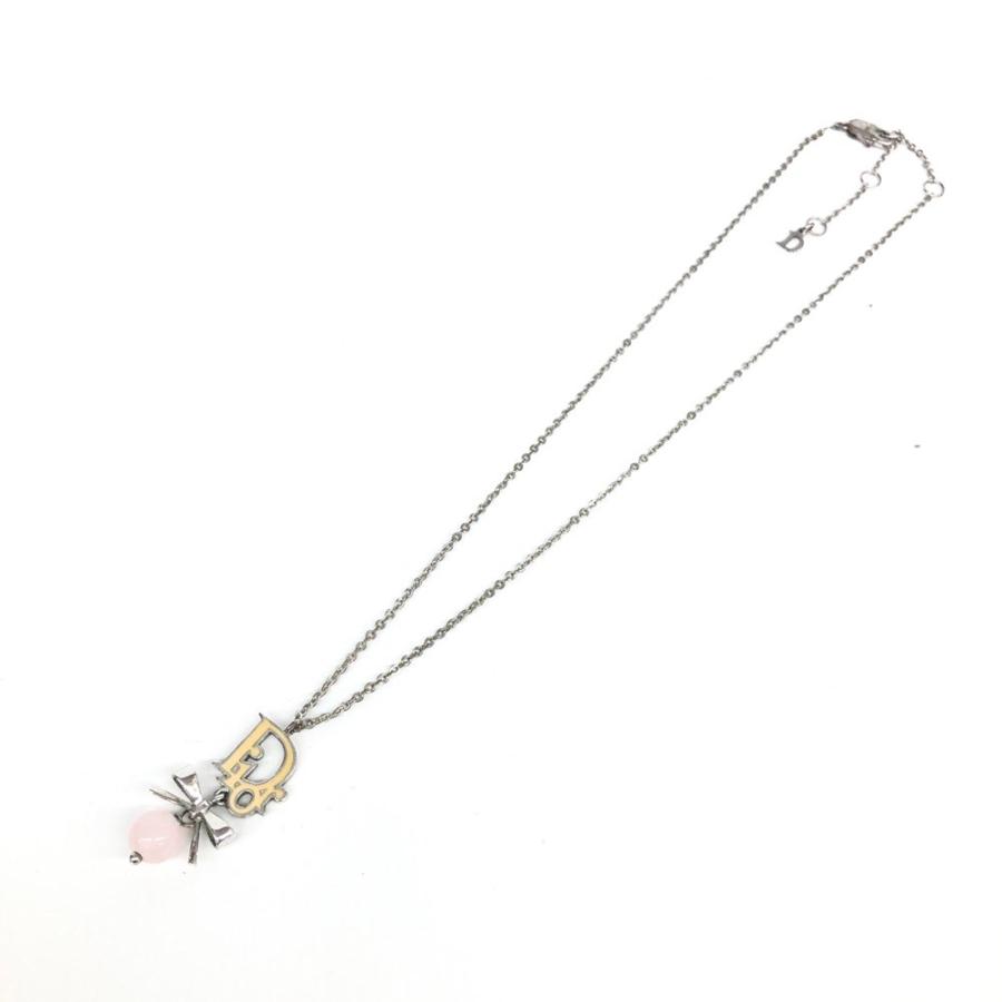 美品　クリスチャンディオール　ネックレス　リボンチョーカー　シルバー クリスチャンディオールC.Dior☆リボンチョーカーネックレス銀色