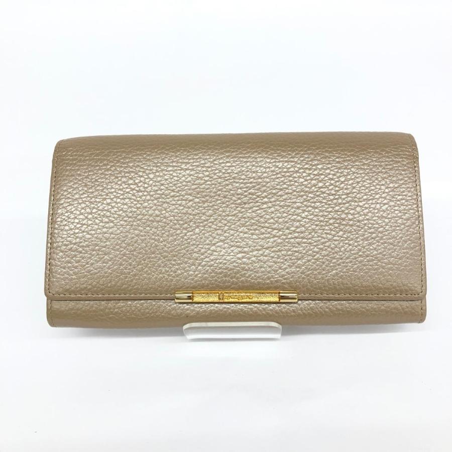 U by Ungaro ユーバイウンガロ 二つ折り長財布 良好 ベージュ レザー 