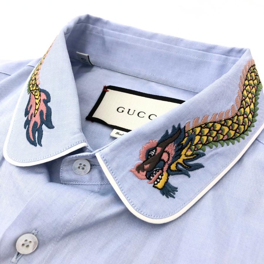 GUCCI グッチ 長袖シャツ サイズ40 ブルー コットン メンズ GUCCI グッチ 長袖シャツ サイズ40 ブルー コットン メンズ