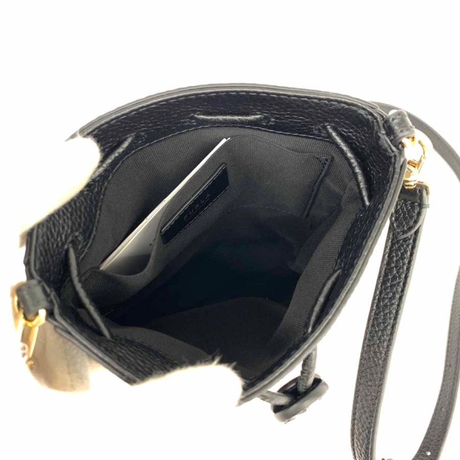 FURLA フルラ アテナ ショルダーバッグ 美品 ブラック レザー ドロー 