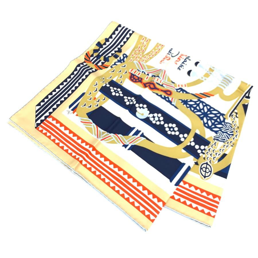 HERMES エルメス カレ90 スカーフ 新品同様 ベージュ シルク100 HERMES エルメス カレ90 スカーフ 新品同様 ベージュ シルク100