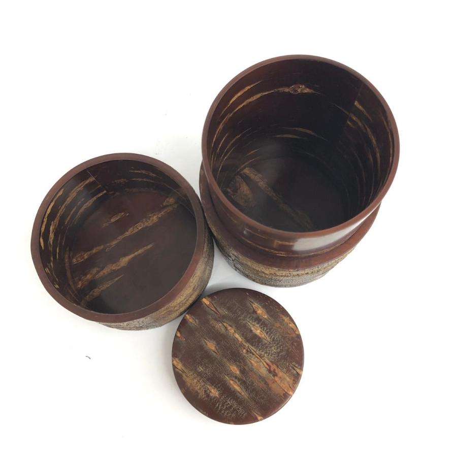 荒川慶一 樺細工(桜皮細工) 角館樺工芸 茶筒 共箱付 新品同様