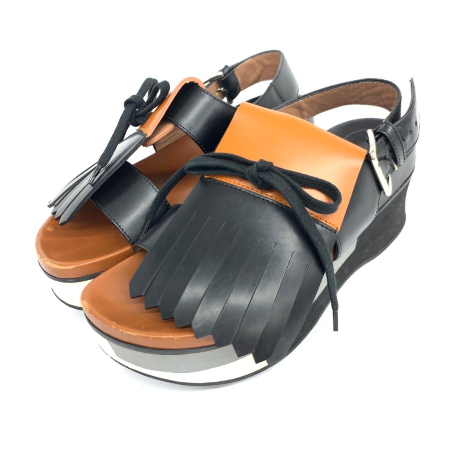 MARNI マルニ タッセルサンダル 36 ブラック/ブラウン レザー  