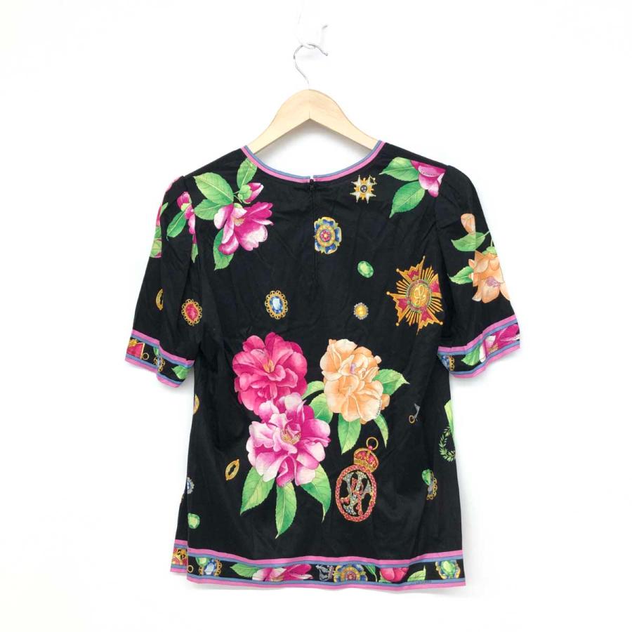 ☆未使用品☆LEONARD PARIS 半袖 カットソー 花柄 黒 サイズ42 LEONARD レオナール 半袖カットソー 新品同様 Lサイズ 0339109