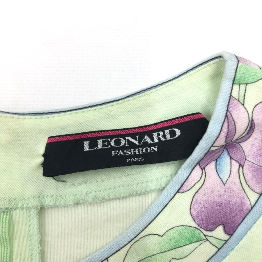 LEONARD レオナール 半袖カットソー 0339100 グリーン 綿100 LEONARD レオナール 半袖カットソー 0339100 グリーン 綿100