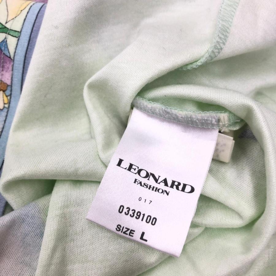 LEONARD レオナール 半袖カットソー 0339100 グリーン 綿100 LEONARD レオナール 半袖カットソー 0339100 グリーン 綿100