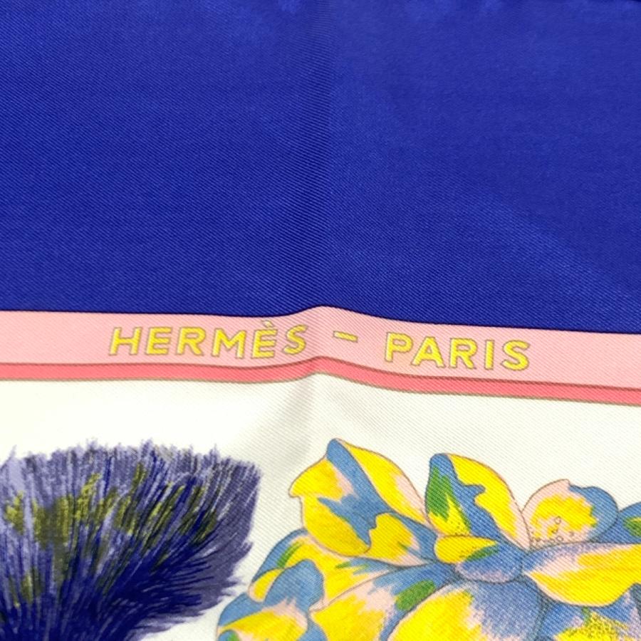 HERMES エルメス スカーフ ホワイト/ブルー シルク100% REGINA HERMES エルメス スカーフ ホワイト/ブルー シルク100% REGINA