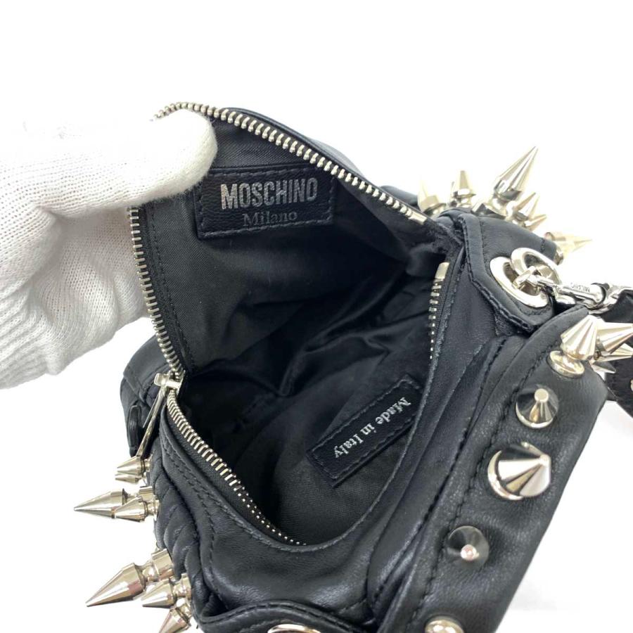 MOSCHINO モスキーノ ショルダーバッグ 良好 ブラック レザー MOSCHINO モスキーノ ショルダーバッグ 良好 ブラック レザー