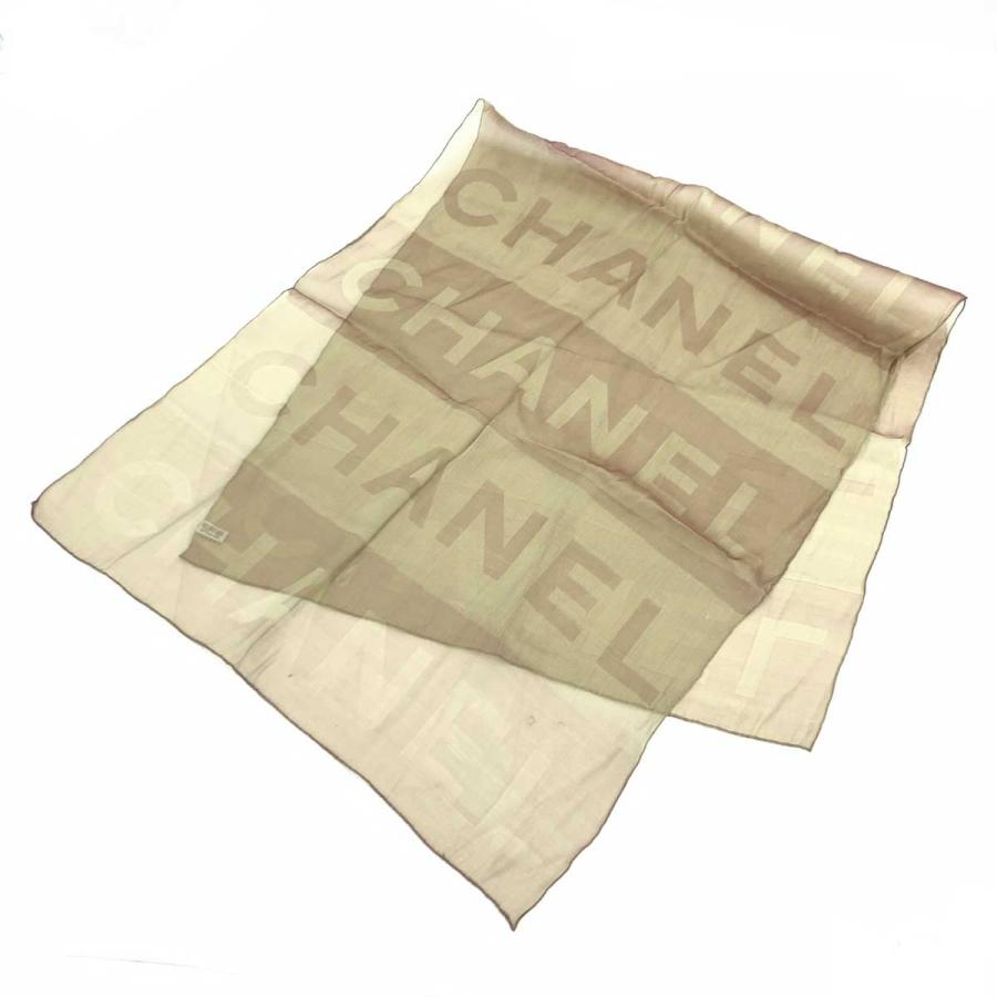 CHANEL シャネル ストール カーキ シルク100％ ロゴ レディース 