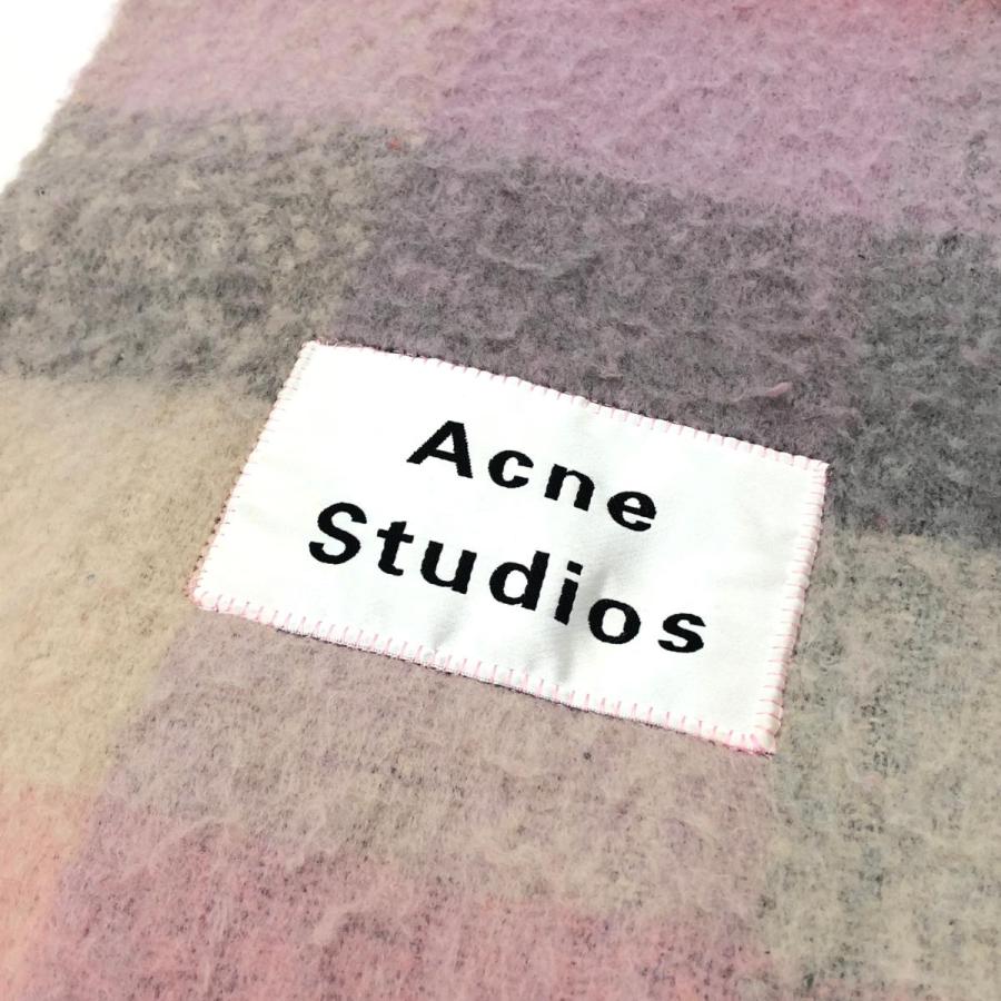 acne studios アクネストゥディオズ  大判ストール   ピンク ウール混 チェック柄 レディース マフラー ストール 襟巻 服飾小物｜tifana｜06