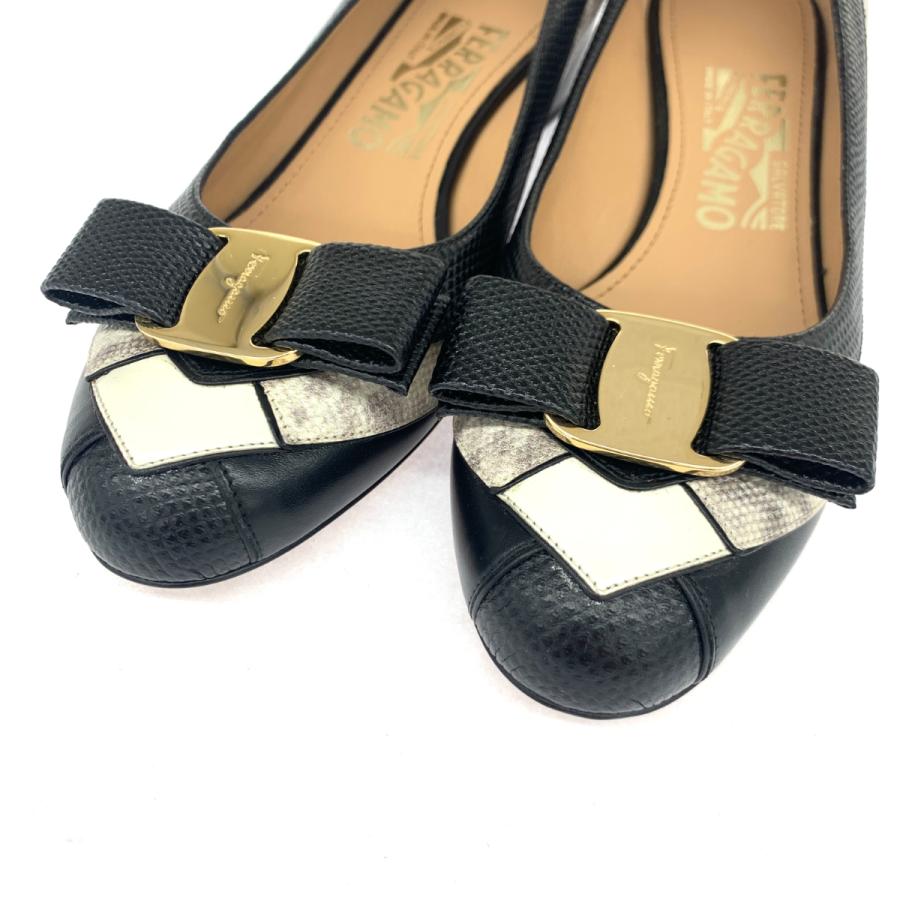 Salvatore Ferragamo サルヴァトーレフェラガモ  パンプス 美品 5 1/2  ブラック   レディース 靴 シューズ shoes ヴァラ レザー｜tifana｜07