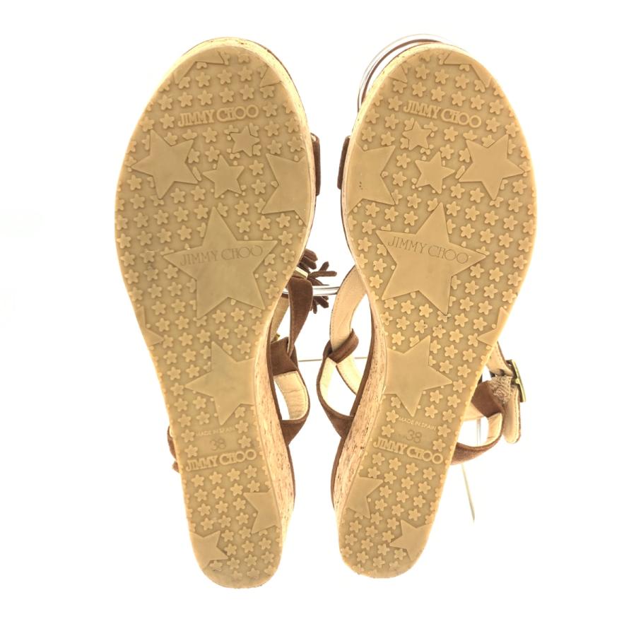JIMMY CHOO ジミーチュウ サンダル 37 ブラウン スエード タッセル 
