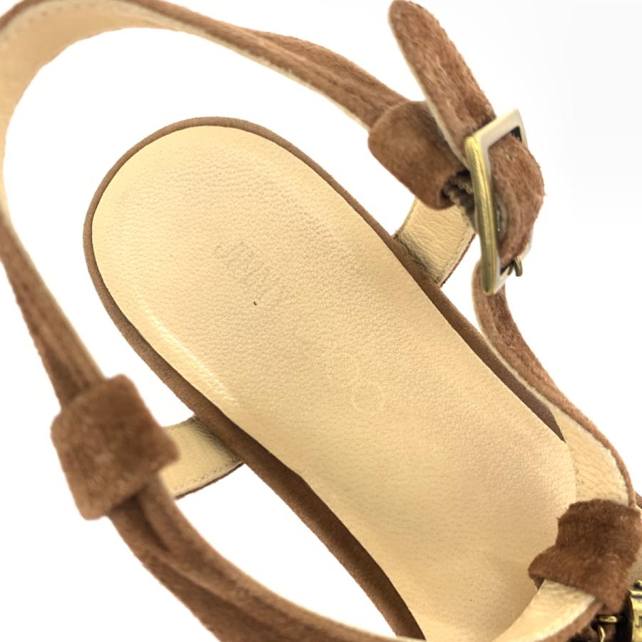 JIMMY CHOO ジミーチュウ サンダル 37 ブラウン スエード タッセル 
