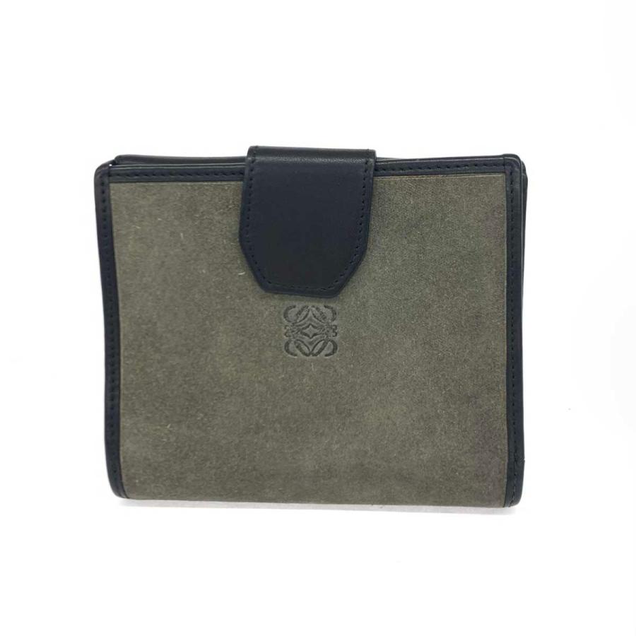 【タイムセール】LOEWE　ロエベ　二つ折り財布　グレー×グリーン ロエベ/LOEWE 財布 ミニ財布 二つ折り財布 グリーン
