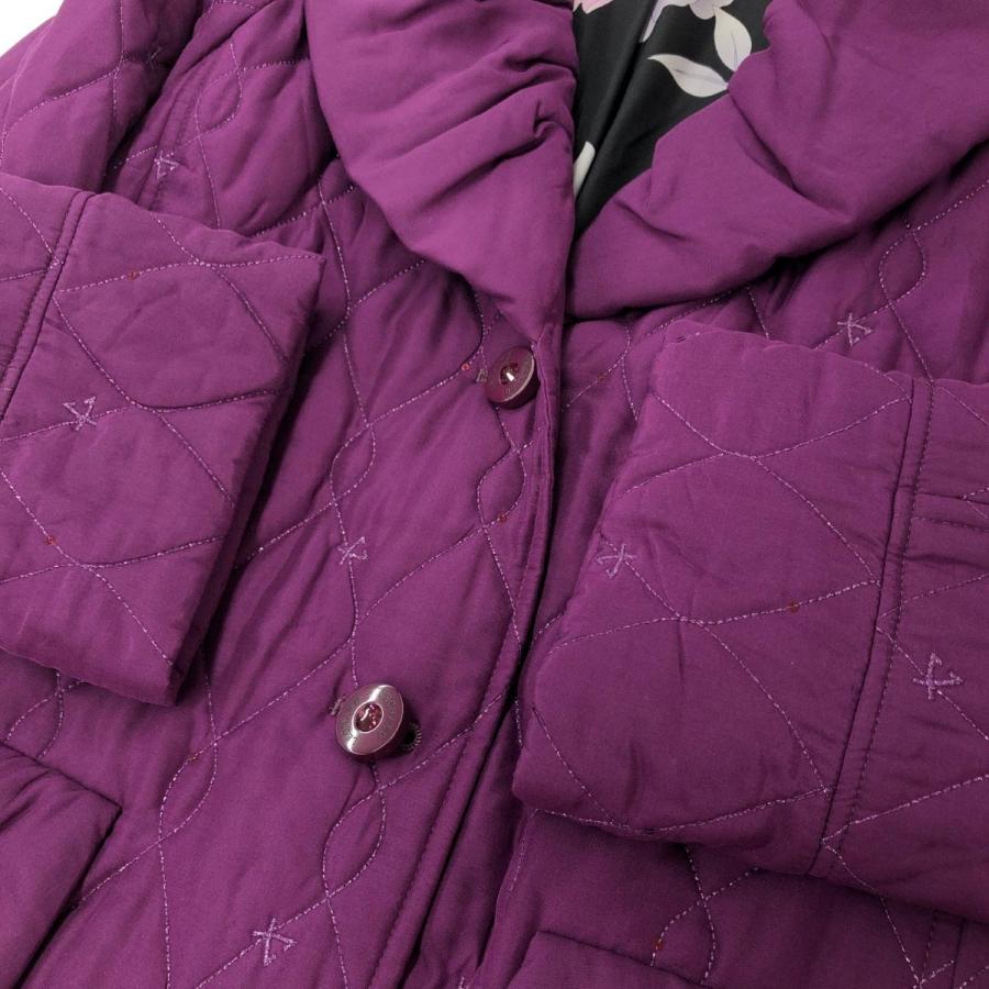 LEONARD レオナール 中綿コート 美品 40 パープル シルク100 