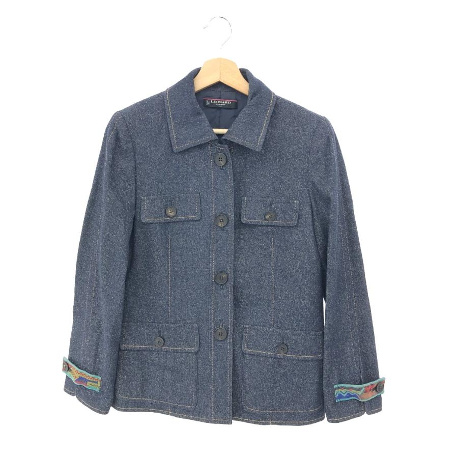 LEONARD レオナール デニムジャケット 11号 0281450 ネイビー シルク 